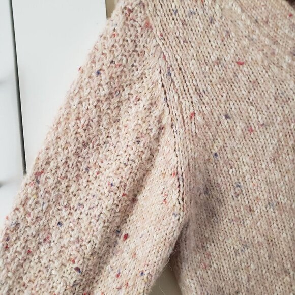 Magaschoni Pale Pink Confetti Speckle Chunky Wool Alpaca Blend Sweater Sz MED - Picture 5 of 16